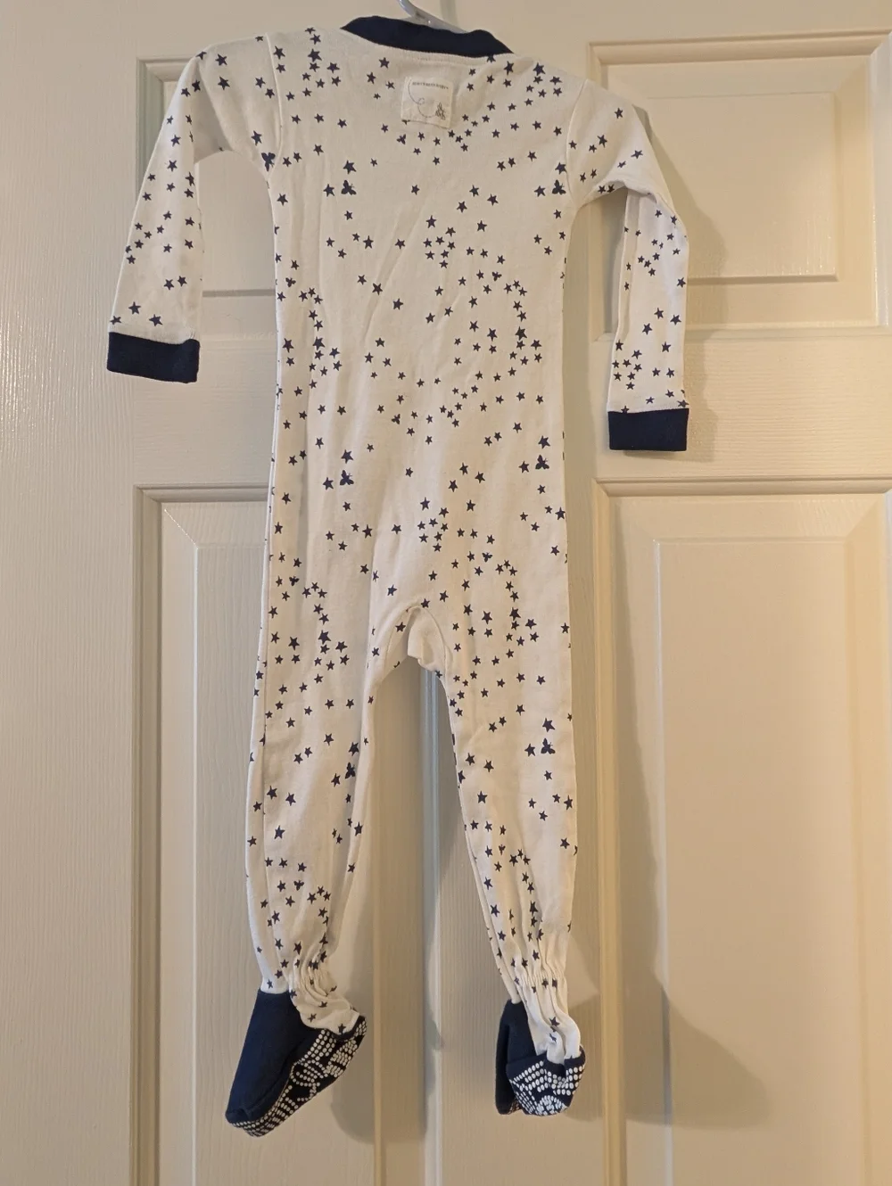 Burt's Bees Baby White Footed One-Piece with Navy Star Print